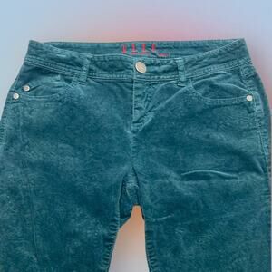 ELLE Women’s 6 Green Paisley Corduroy Skinny Jeans